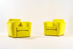 Élégante paire de fauteuils club Art Déco français, 1935, nouveau tissu d'ameublement