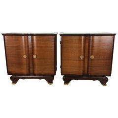 Elegant Pair of French Art Deco Nightstands or Side Tables