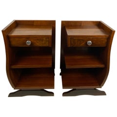 Elegant Pair of French Art Deco Nightstands or End Tables