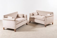 Elegant Pair of French Art Deco Two-seat Sofas, 1935, New Upholstery
