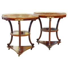 Elegant Pair of French Directoire Style Mahogany and Rosewood Gueridon Tables