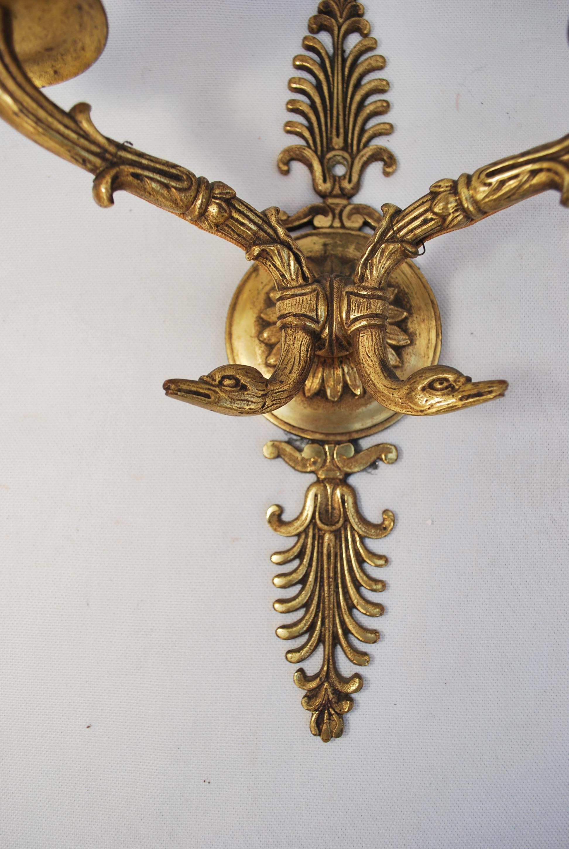 Elegant pair of French Empire style sconces In Good Condition For Sale In Los Angeles, CA