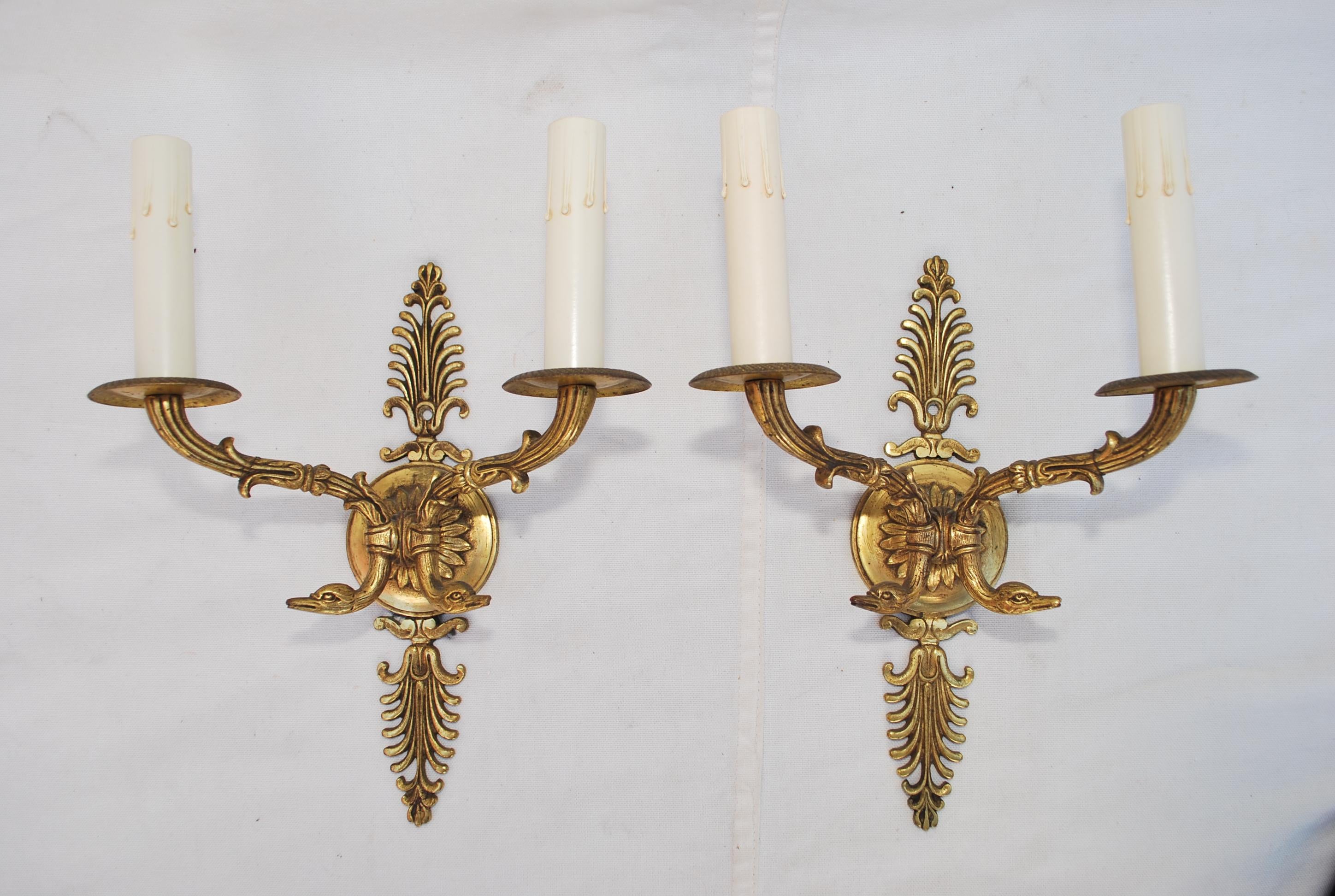 Elegant pair of French Empire style sconces For Sale 2