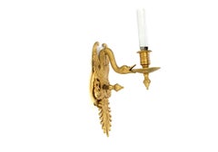 Elegant Pair Of French Gilt Bronze Swan  Wall Sconces in Neoclassical Style