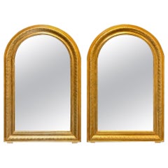 Elegant Pair of French Gold Arch Shaped Louis Philippe Mirrors
