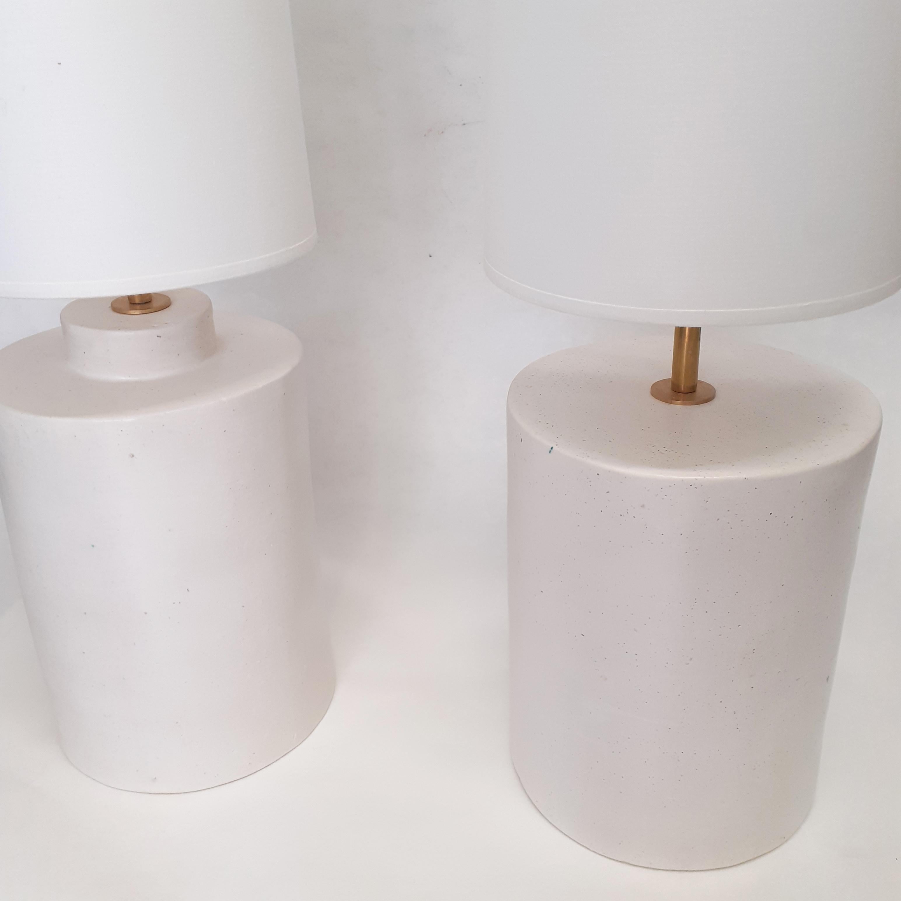 Elegant Pair of French Handmade Ceramic Lamps For Sale 2