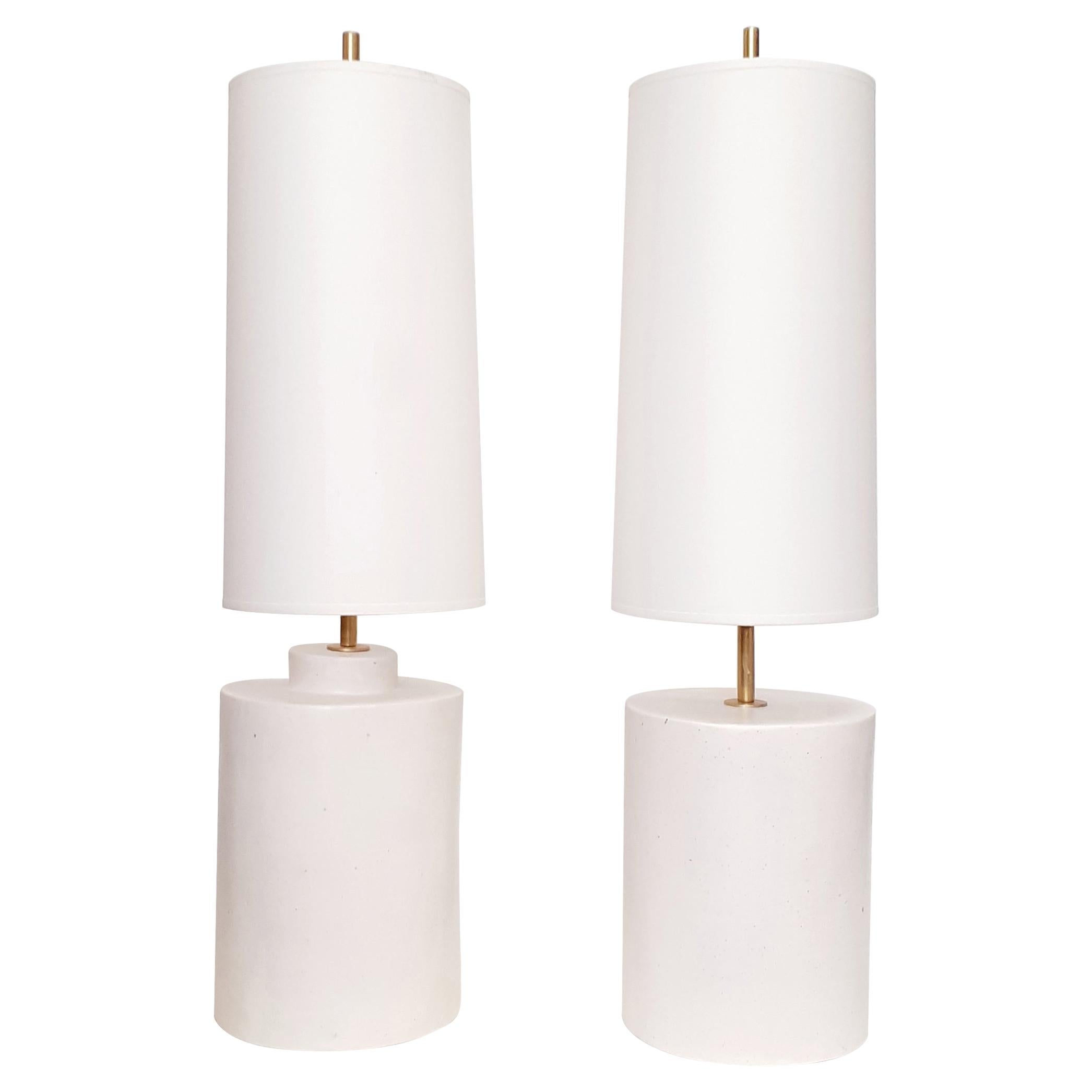 Elegant Pair of French Handmade Ceramic Lamps For Sale