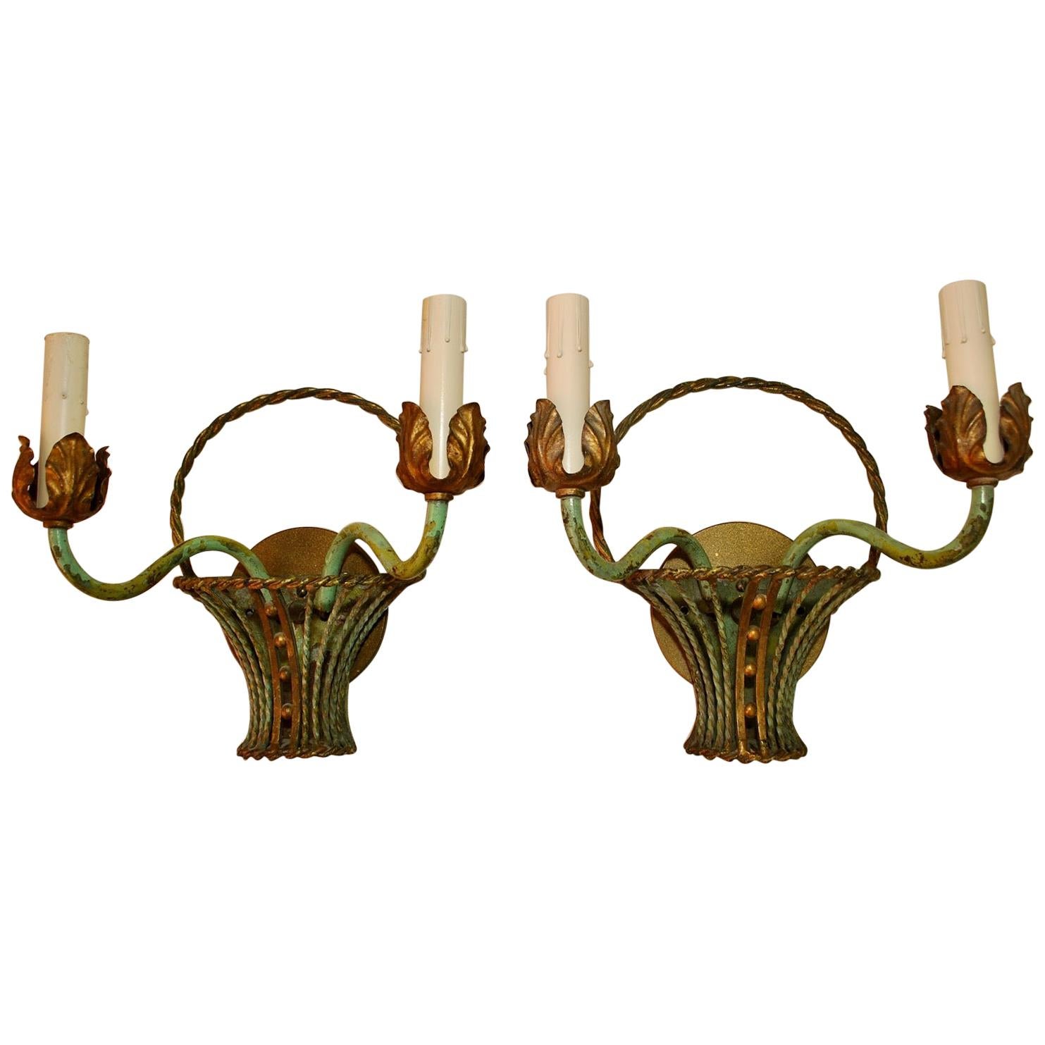 Elegant Pair of French Turn of the Century Sconces