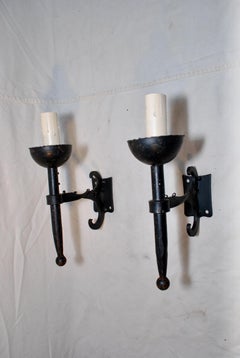 Elegant Pair of French Wrought Iron Torchiere