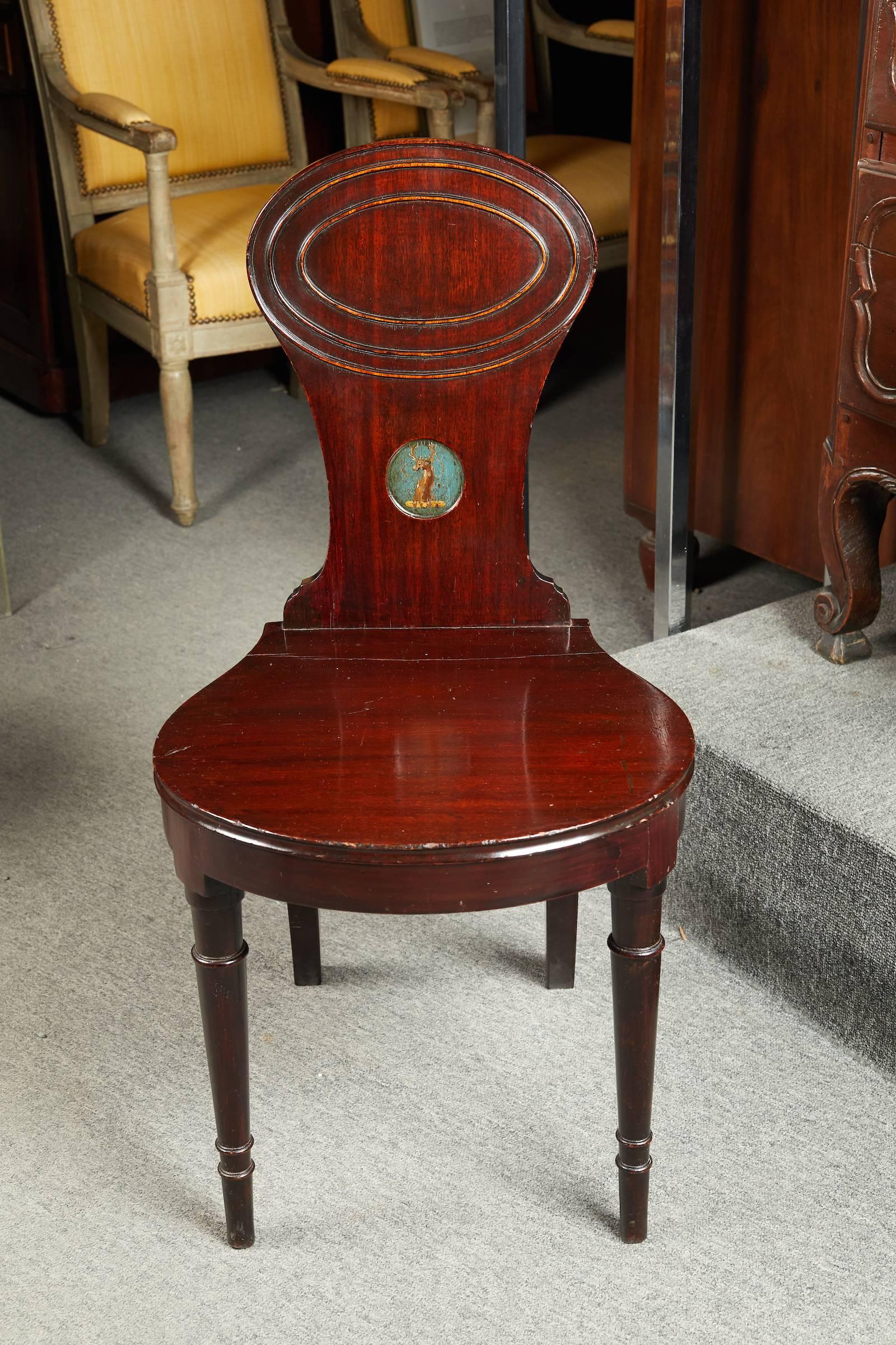 Elegant Pair of Georgian Mahogany Hall Chairs 7