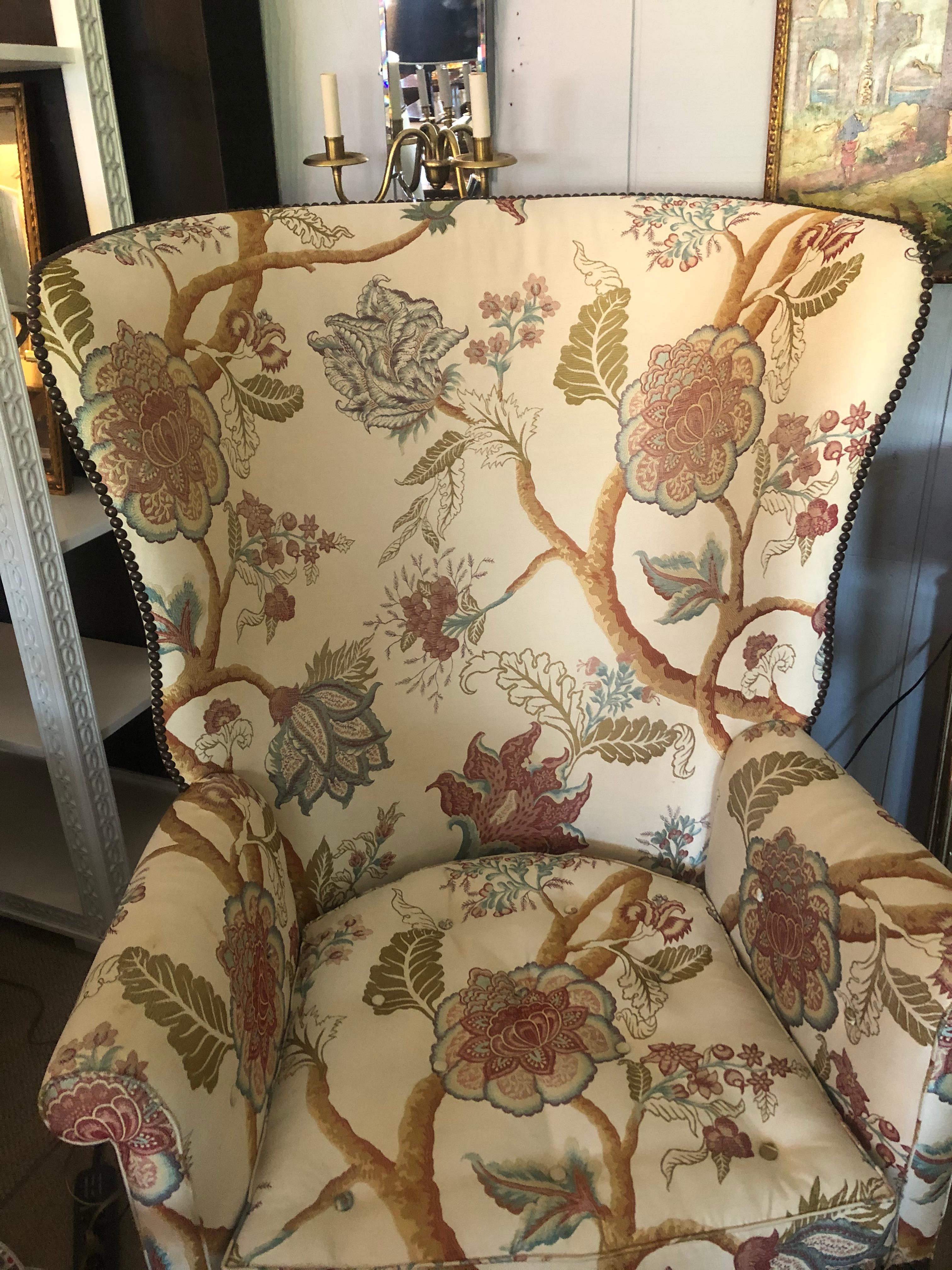 Elegant Pair of Georgian Style Wing Chairs by William Switzer 7