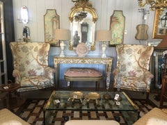 Elegant Pair of Georgian Style Wing Chairs by William Switzer