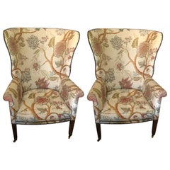 Elegant Pair of Georgian Style Wing Chairs by William Switzer