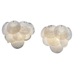 Retro Elegant Pair of glass wall sconces - 10 alabaster white disks
