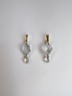 Elegant pair of hand carved recycled and refined plastic with Swarovski crystals