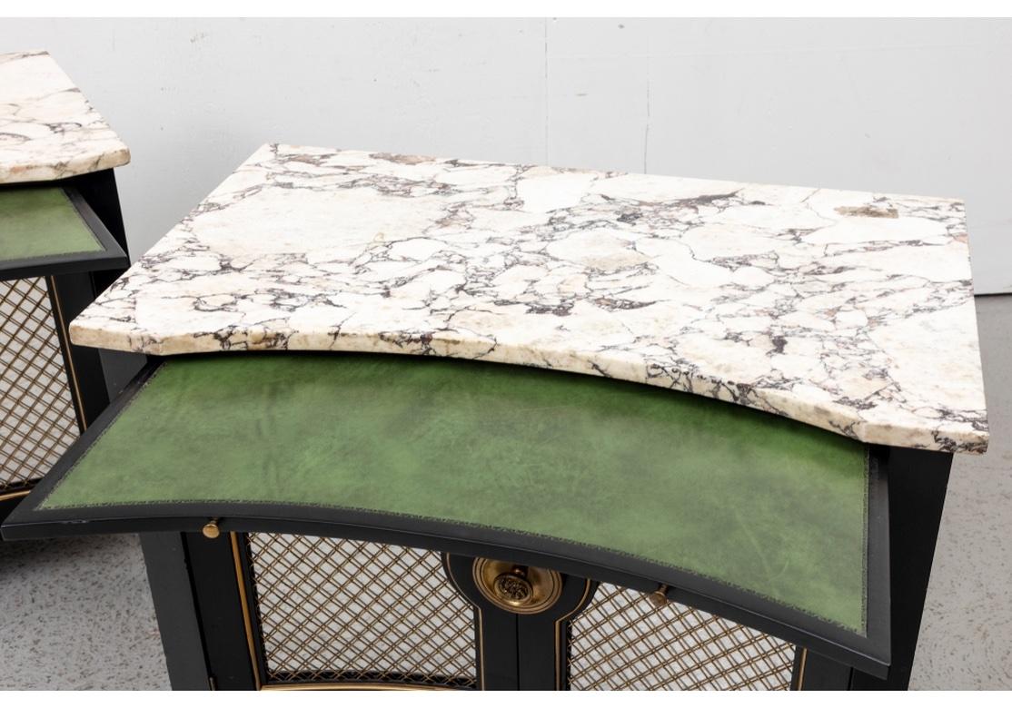 Elegant Pair of Hollywood Regency Style Marble Top Drawer Stands In Good Condition In Bridgeport, CT