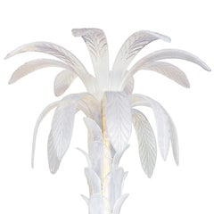 Elegant Pair of Iridescent Murano Glass Palm Torchieres, 2022