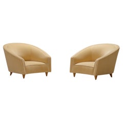 Elegant Pair of Italian Armchairs. New Velvet Upholstery.