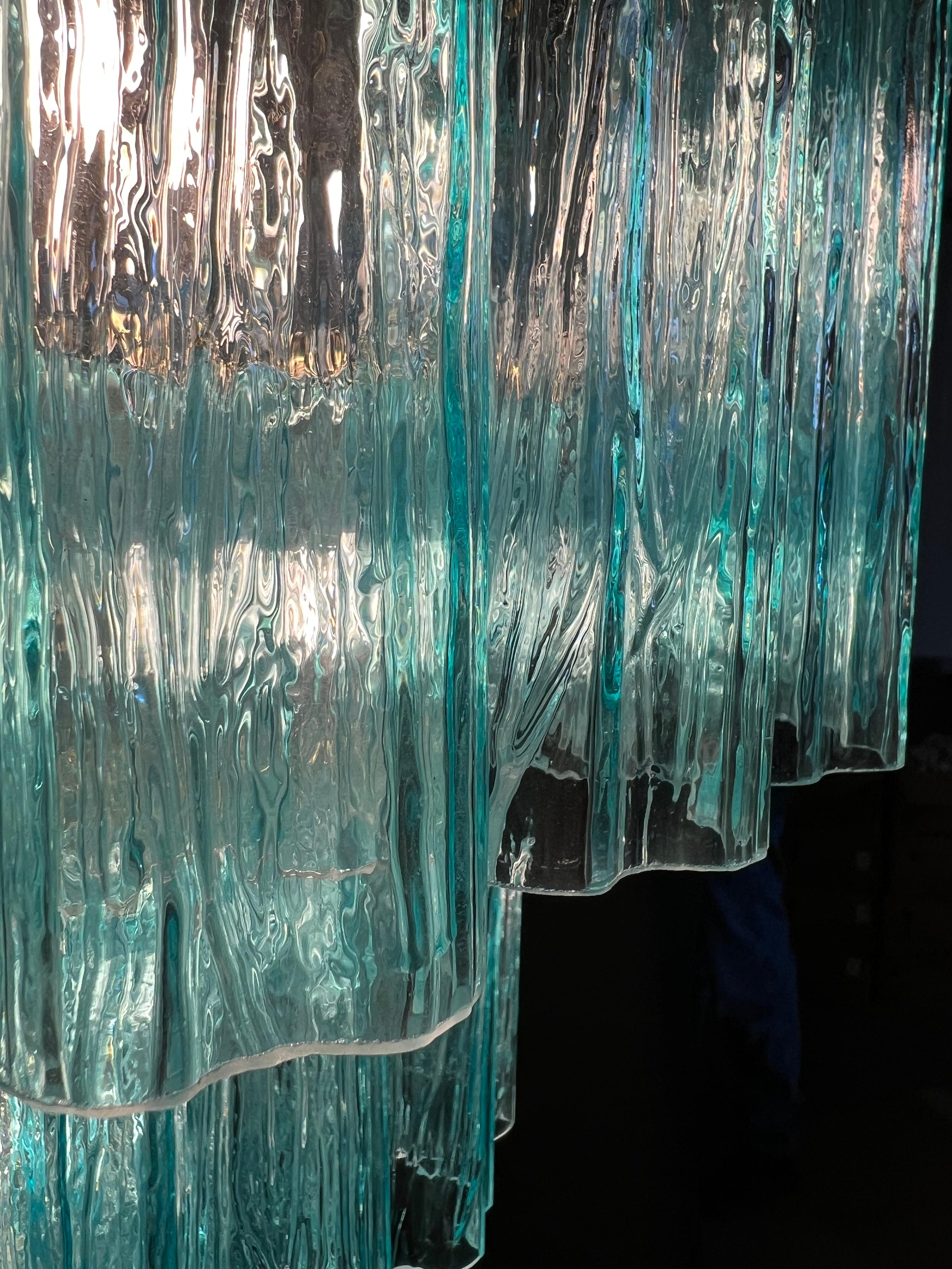 Elegant Pair of Italian Blue Chandeliers by Valentina Planta, Murano For Sale 12