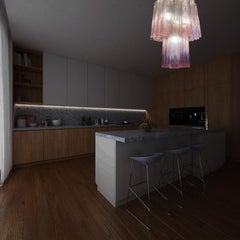 Elegant Pair of Italian Pink Chandeliers by Valentina Planta, Murano