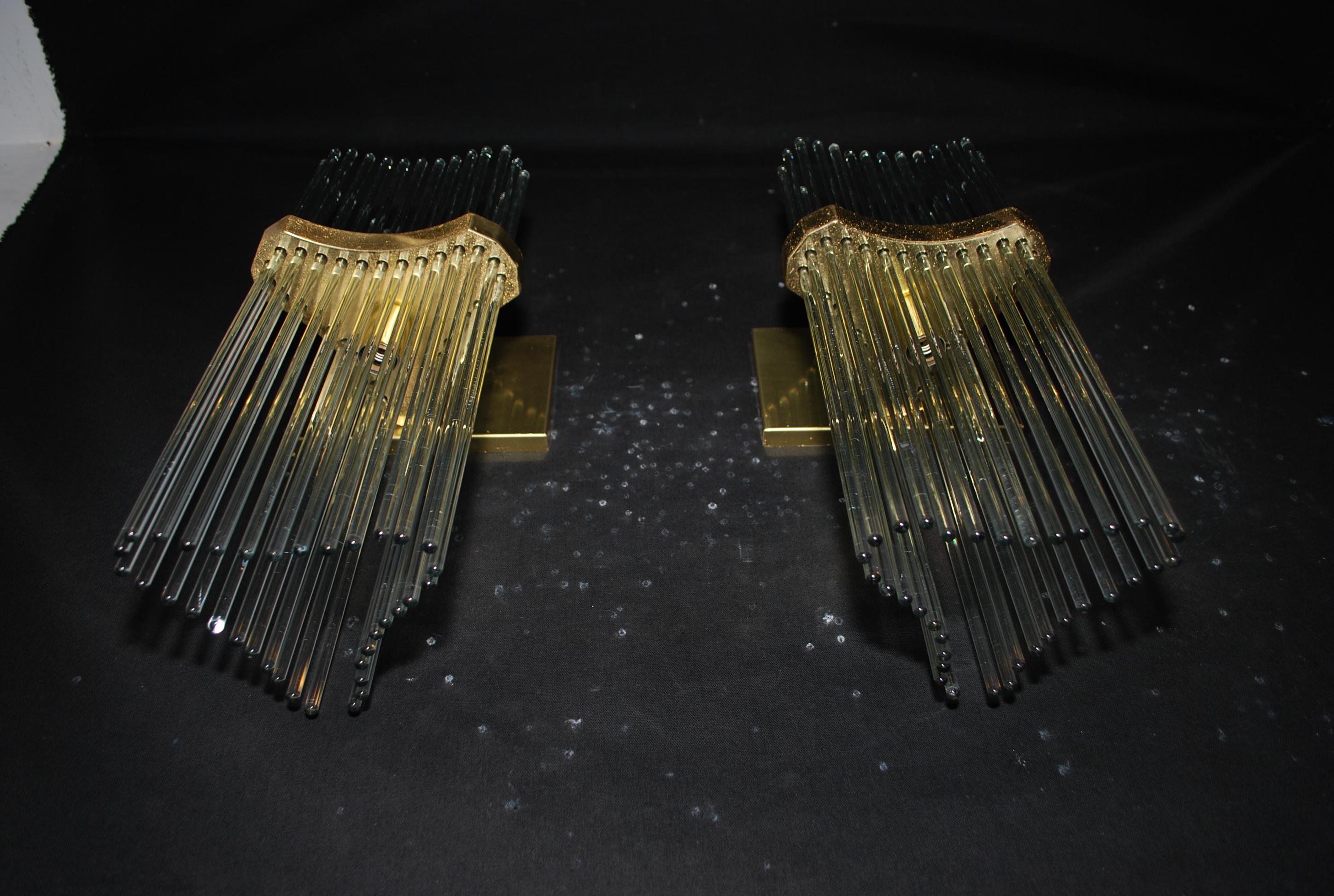 Metal Elegant Pair of Italian Sconces Design by Sciolari For Sale