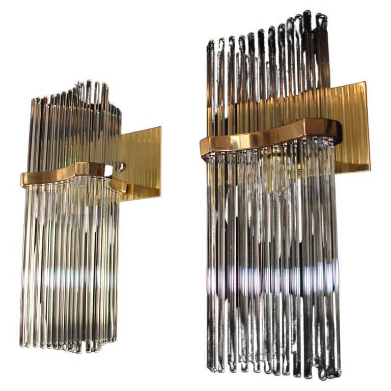 Elegant Pair of Italian Sconces Design by Sciolari For Sale at 1stDibs