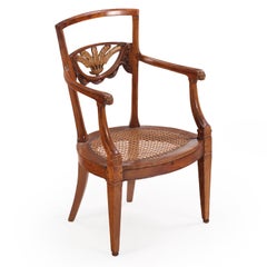 Elegant pair of Italian walnut and gilt armchairs circa 1820.