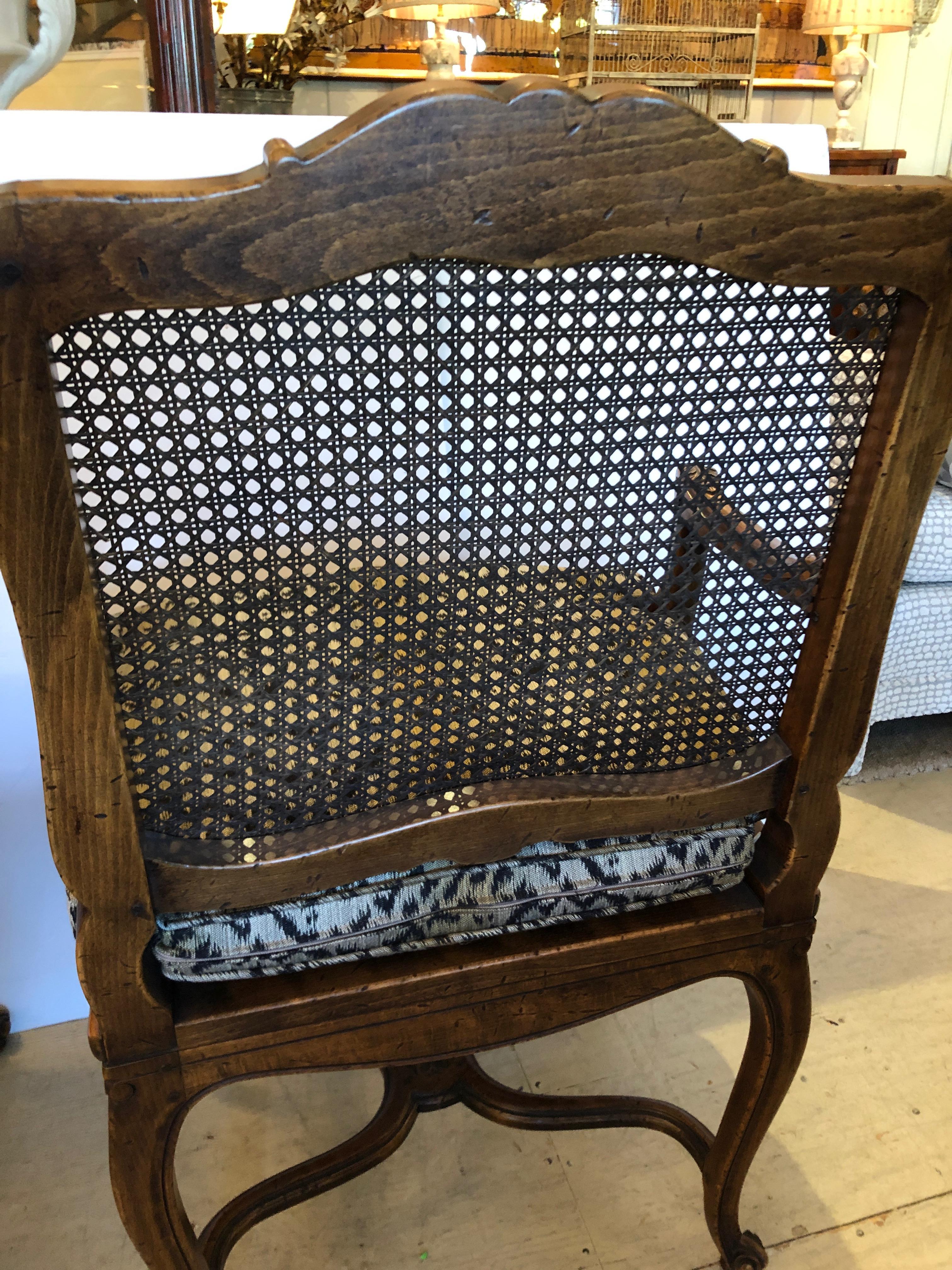 Elegant Pair of Large Carved Walnut French Fauteuil Armchairs 7