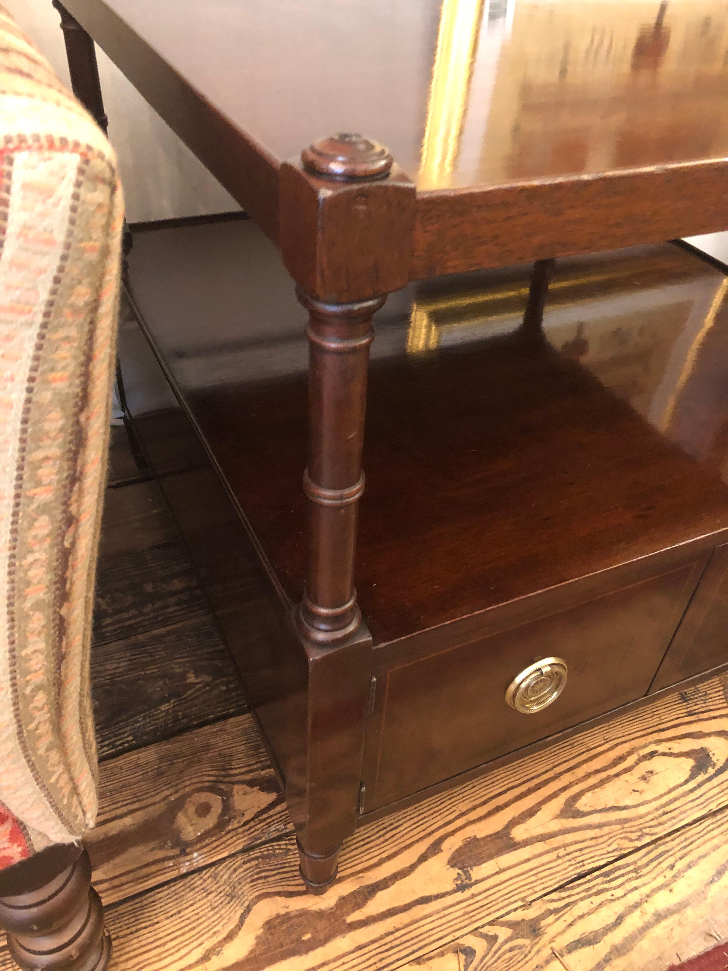 Elegant Pair of Large Square Mahogany End Tables or Night Stands 1