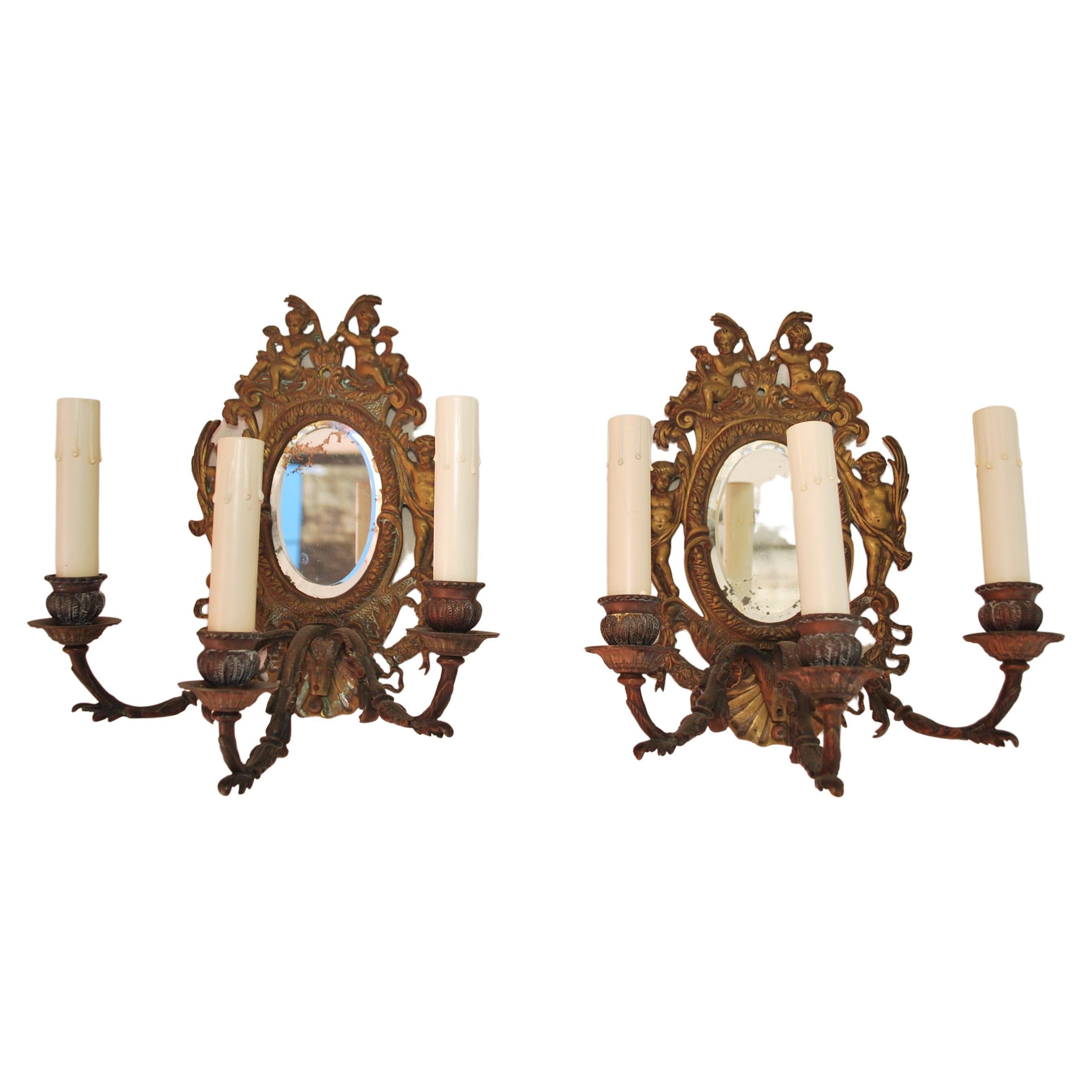 Elegant Pair of Late 19th Century French Bronze Sconces