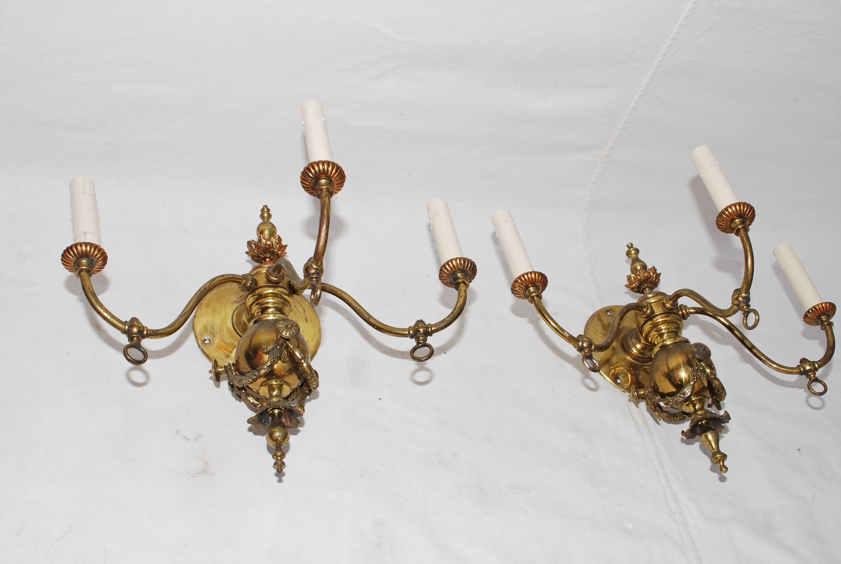 Brass Elegant Pair of Late 19th Century 'Originally Was Gas' For Sale