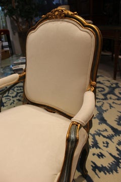 Elegant Pair of Louis XIV Style "Fauteuil A La Reine" Chairs