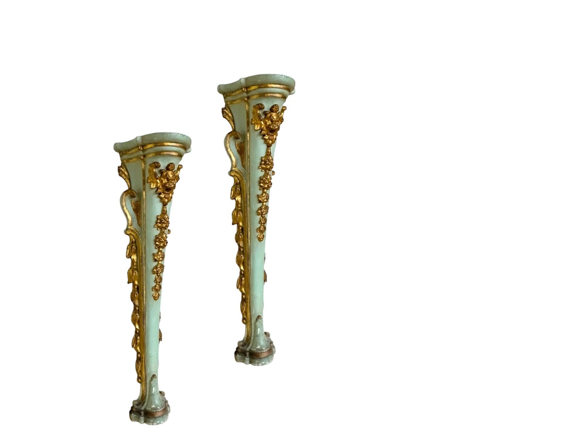Italian Elegant pair of Louis XV wall columns For Sale