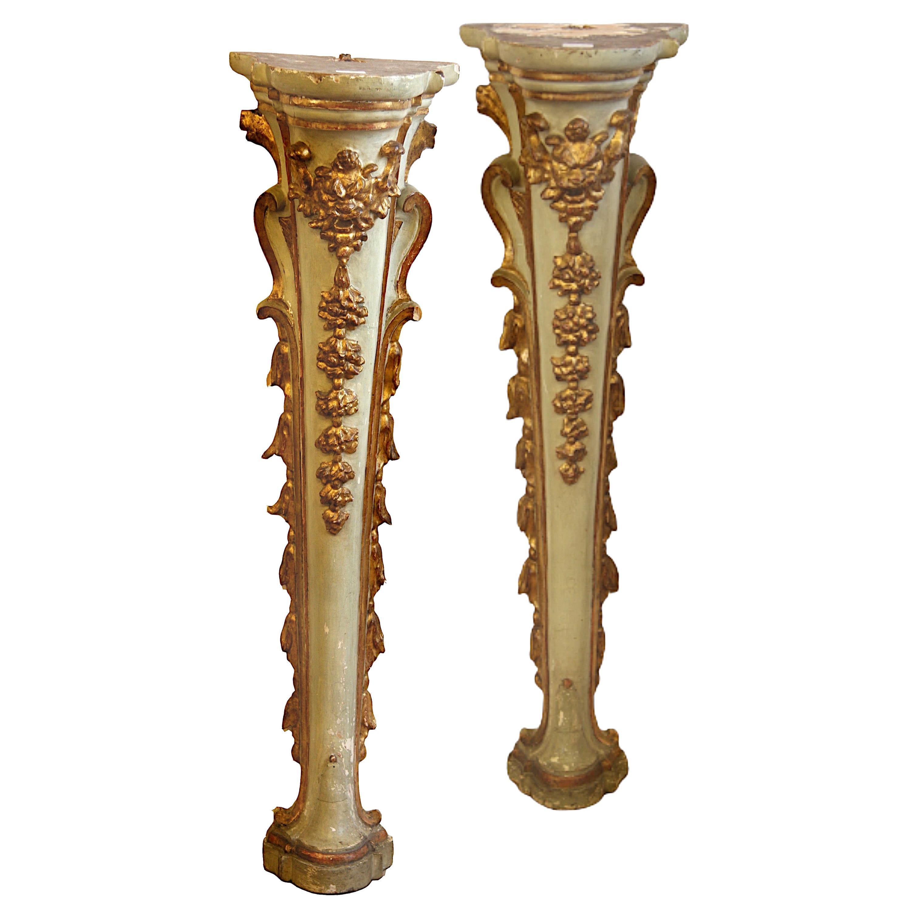 Elegant pair of Louis XV wall columns For Sale
