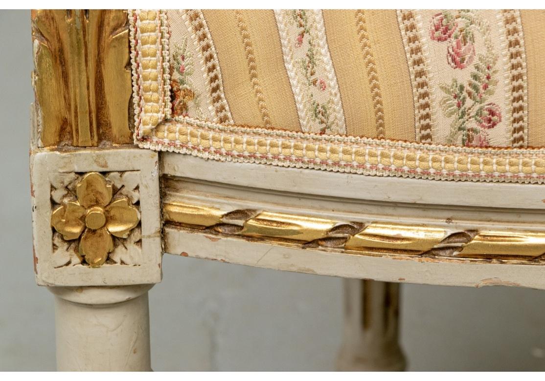 Elegant Pair of Louis XVI Style Painted and Gilt Fauteuils 10