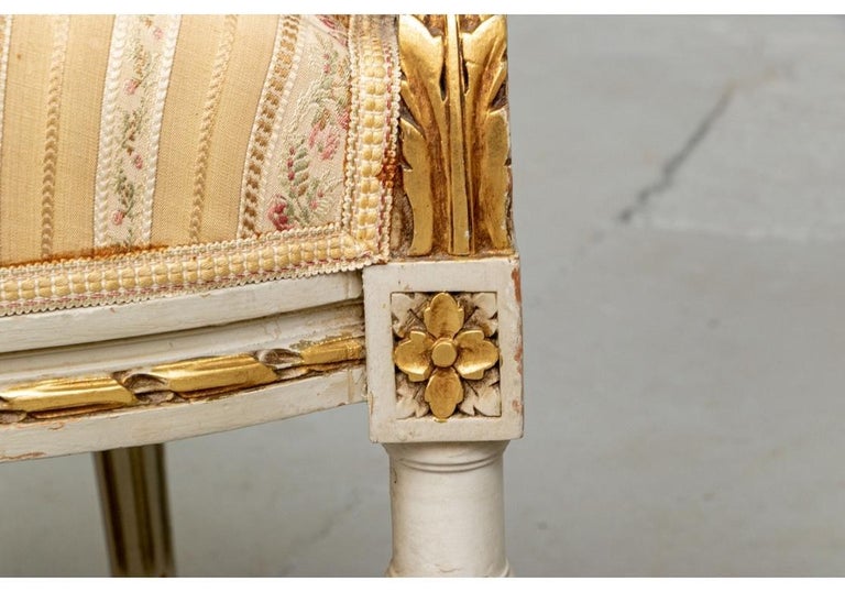 Elegant Pair of Louis XVI Style Painted and Gilt Fauteuils For Sale at ...