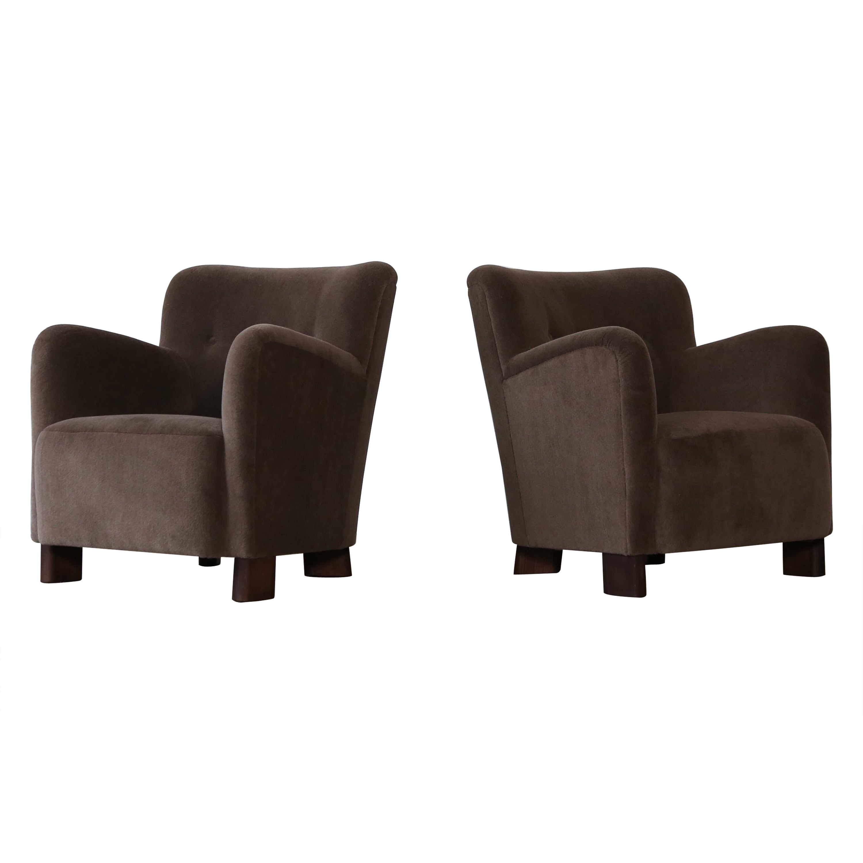 Paire de chaises longues Elegance, tapissées en pur alpaga Brown profond