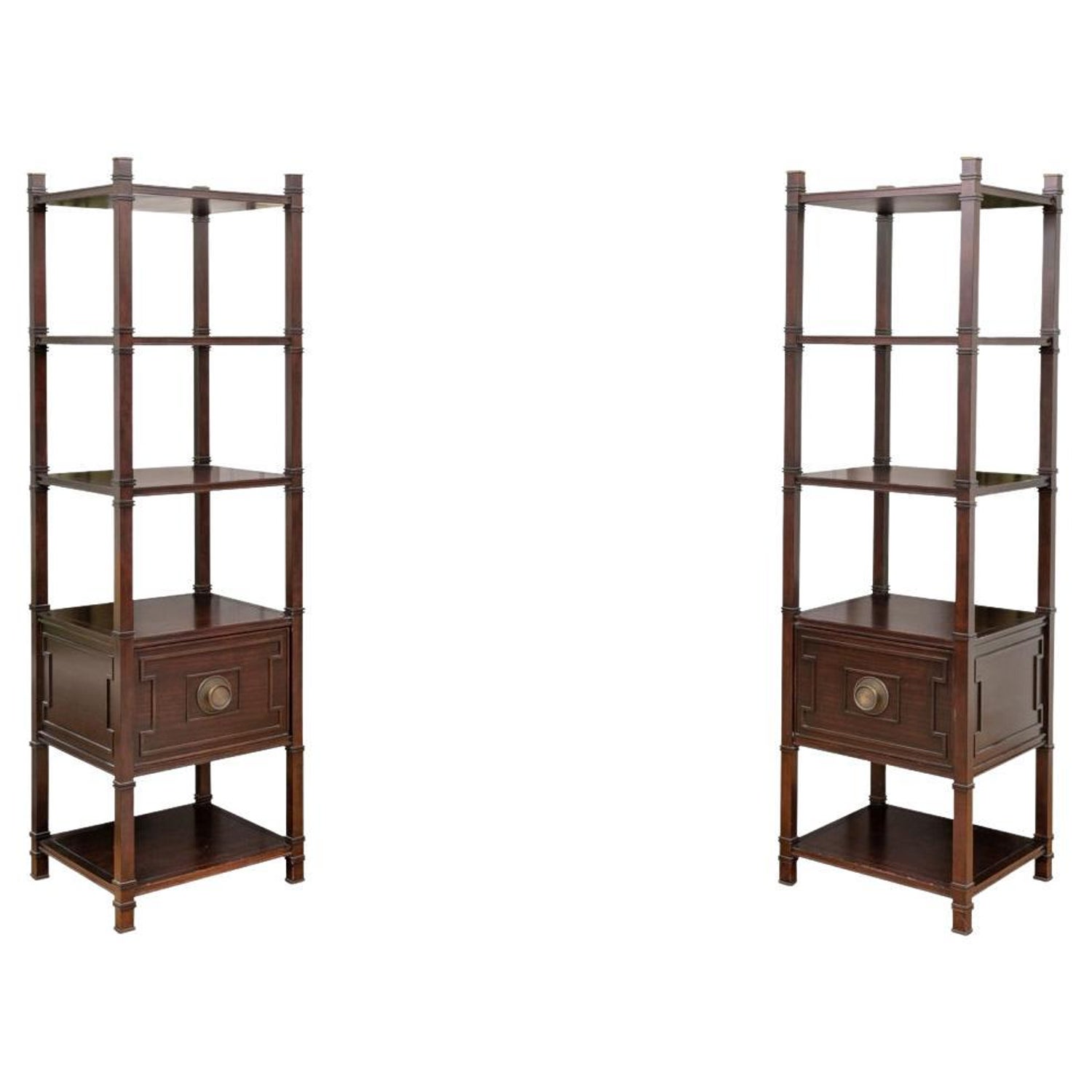 STUNNING Vintage Brass Faux Bamboo Glass Bookcase Mid Century