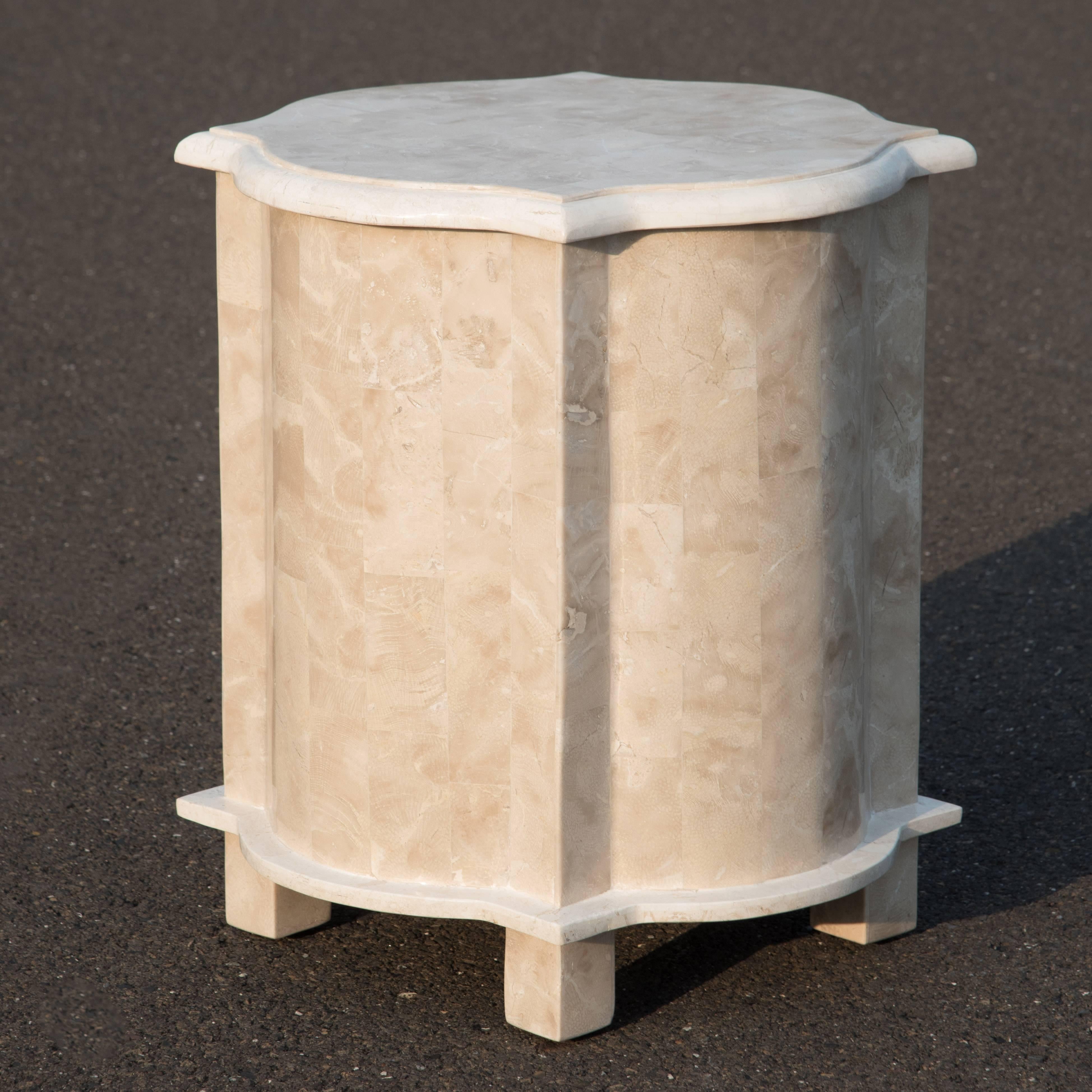 American Elegant Pair of Maitland-Smith Tessellated Stone End Tables Nightstands For Sale