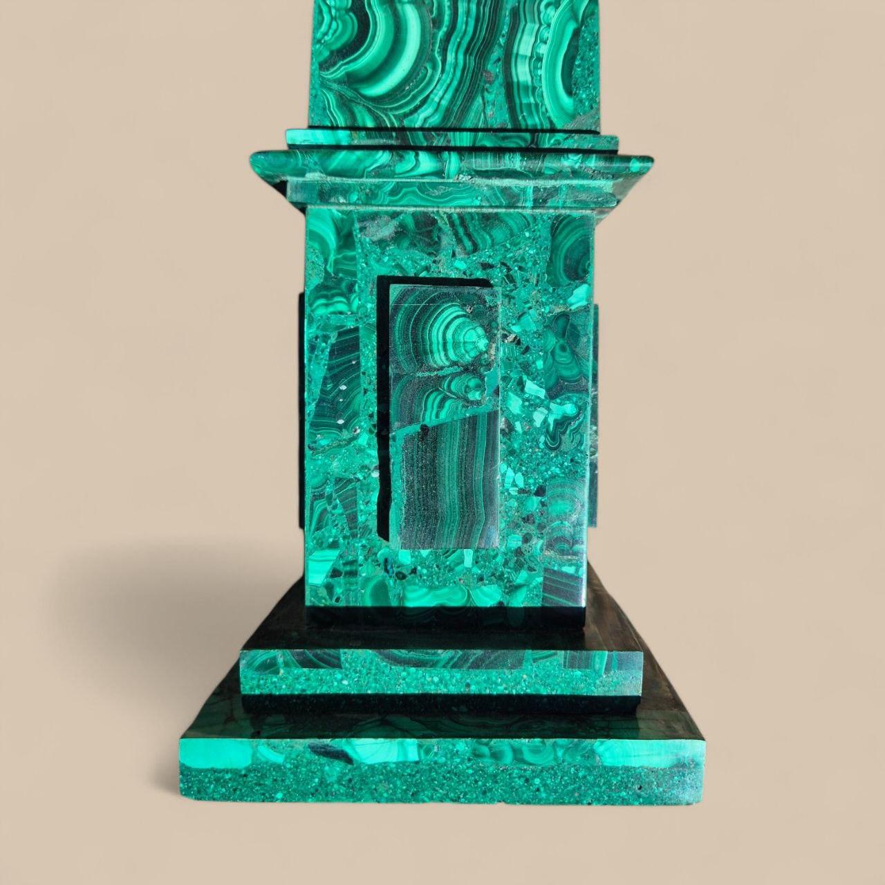 19th Century Elegant pair of malachite obelisks, 60 cm high, 19th century For Sale