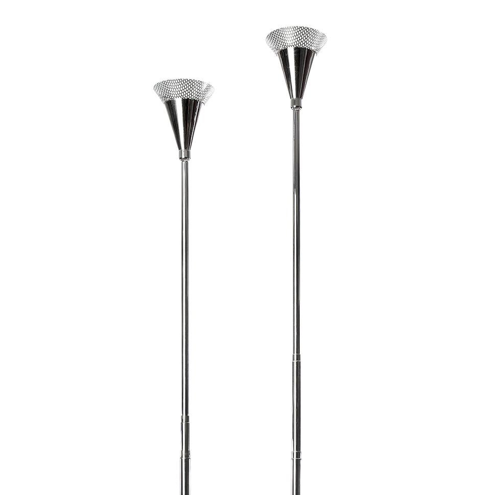 Mid-Century Modern 1960's Elegant Pair of Marble and Steel Floor Lamps in Style of Gino Sarfatti For Sale