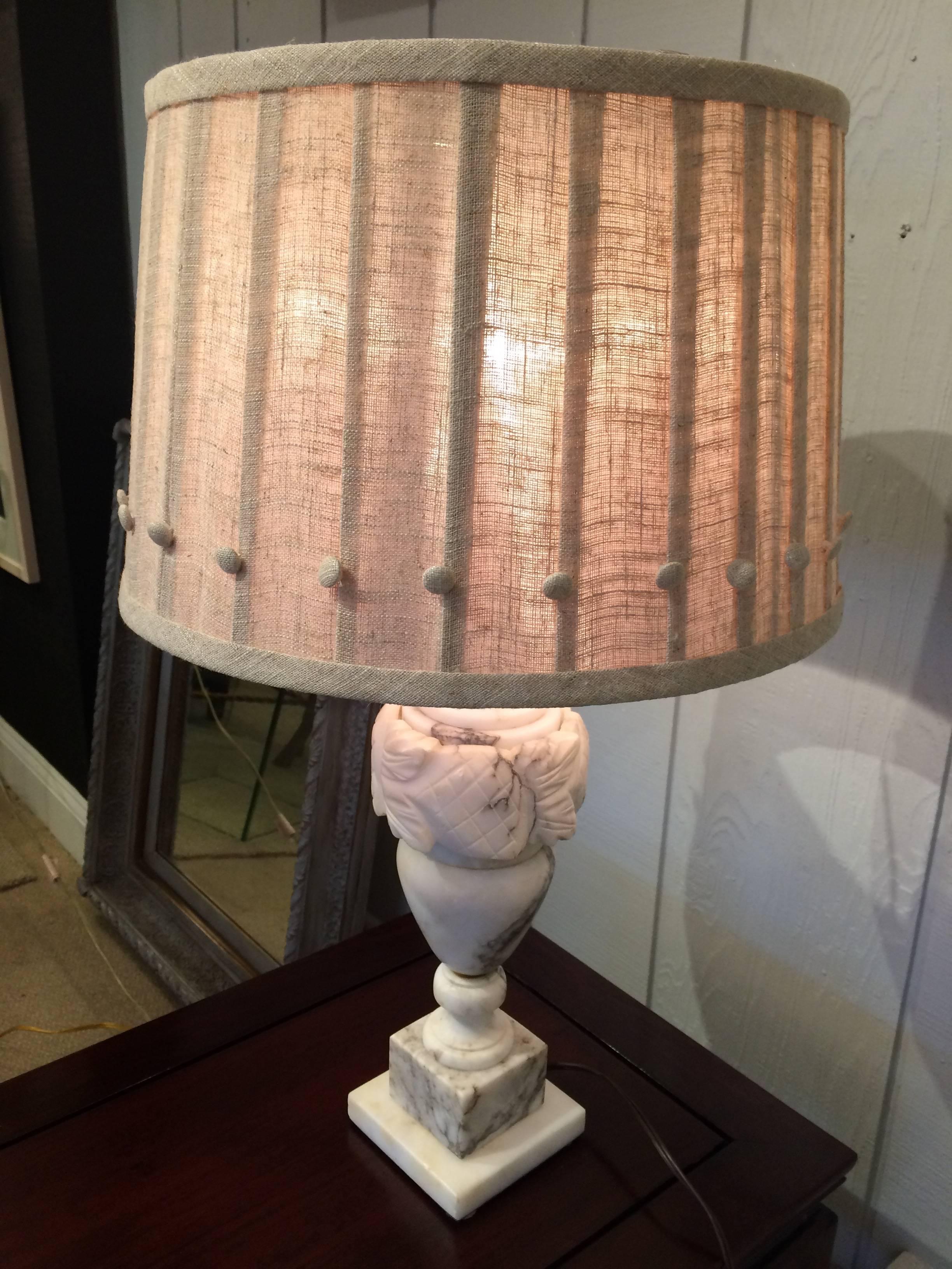 Mid-20th Century Elegant Pair of Marble Table Lamps