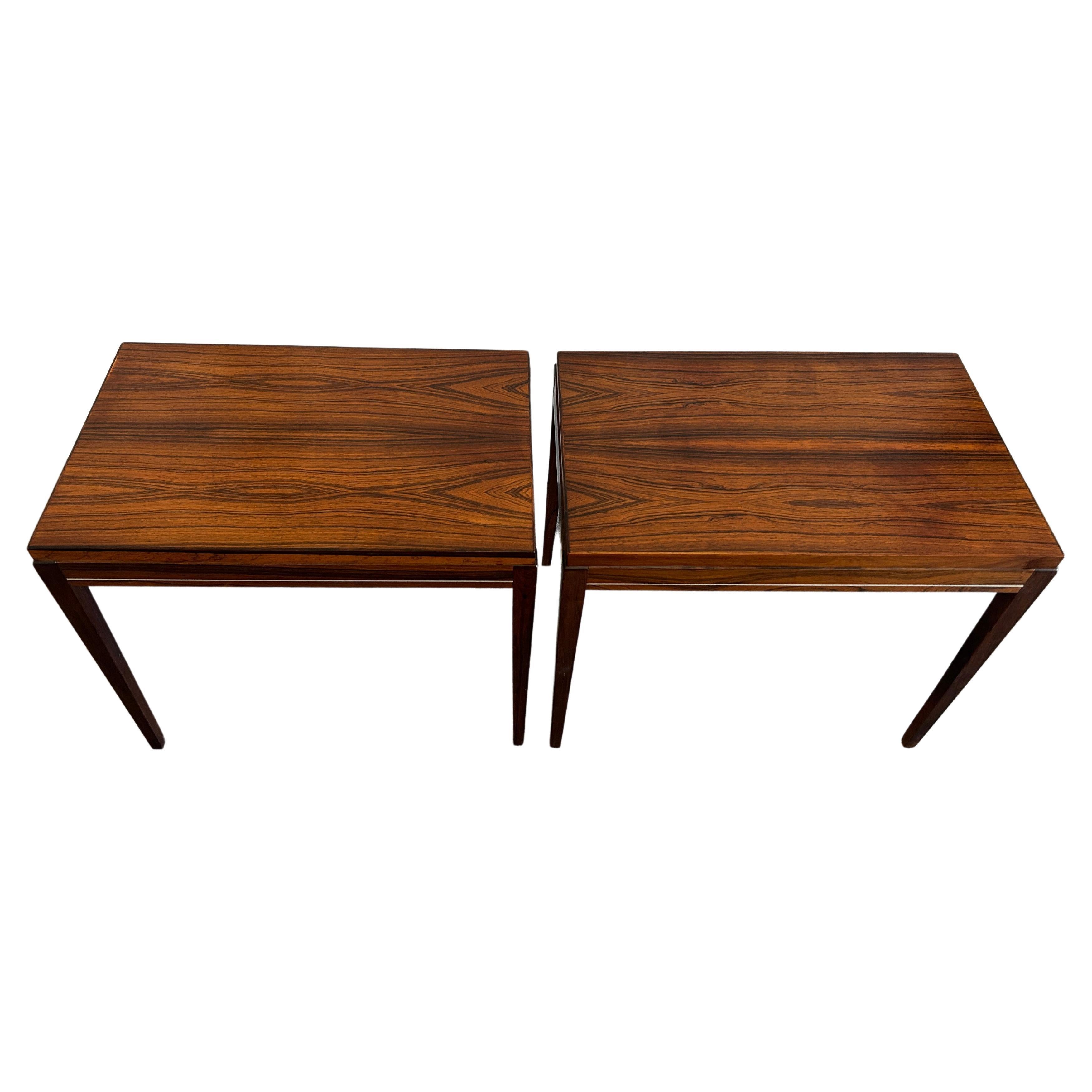 Pair of Danish Modern Rosewood End Tables by Komfort For Sale at 1stDibs
