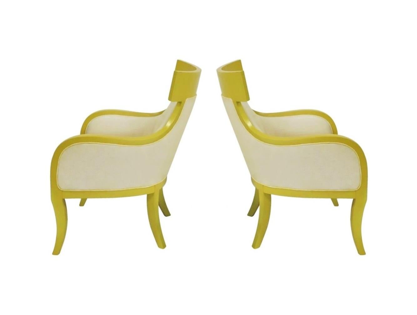 Elegant Pair of Mid-Century Modernist Klismos Armchairs For Sale 4