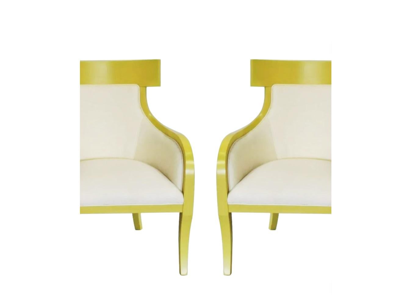 Neoclassical Elegant Pair of Mid-Century Modernist Klismos Armchairs For Sale