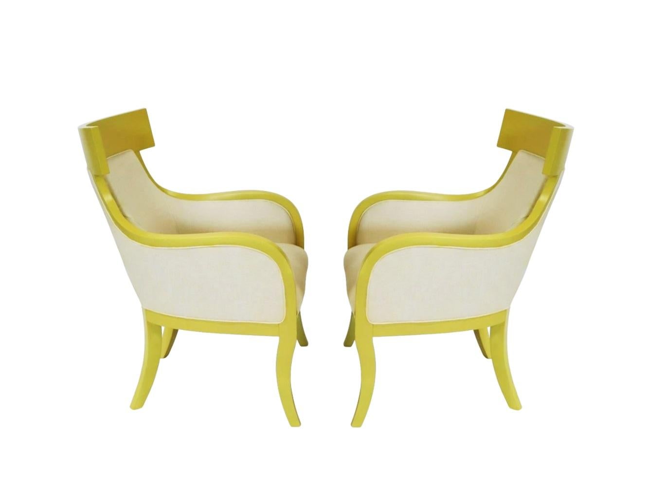 Elegant Pair of Mid-Century Modernist Klismos Armchairs For Sale 2
