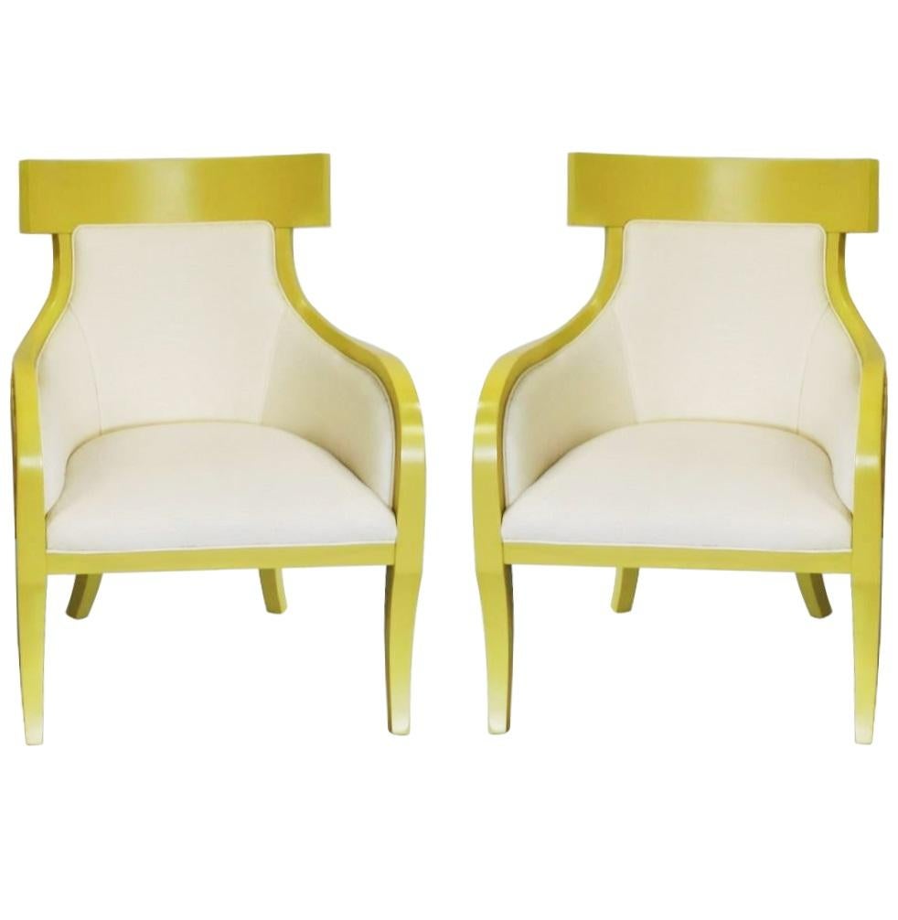 Elegant Pair of Mid-Century Modernist Klismos Armchairs