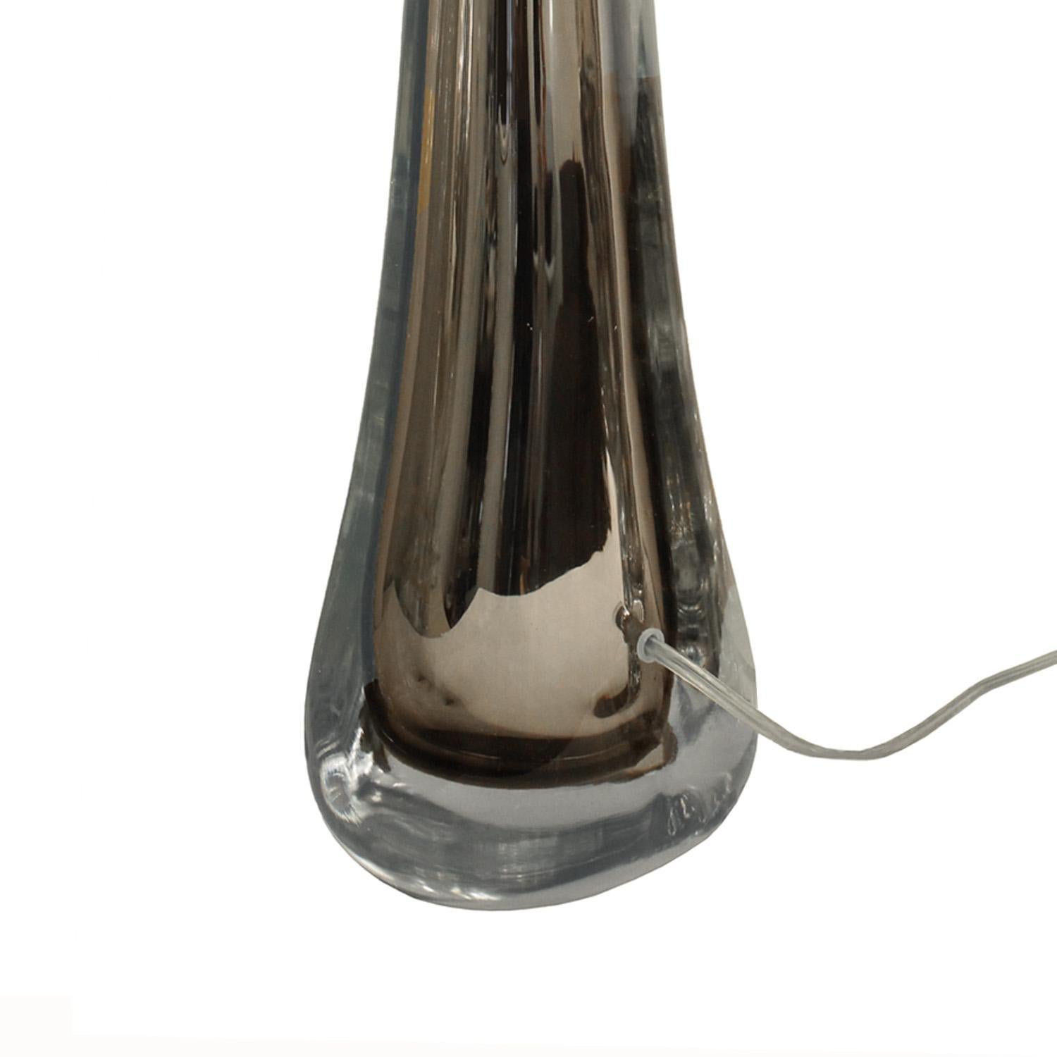 Hand-Crafted Elegant Pair of Mirrored Sommerso Glass Table Lamps, 2022 For Sale