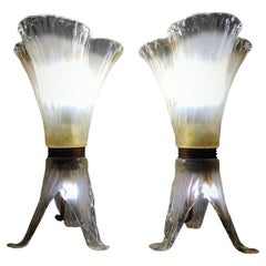 Vintage Elegant Pair of Murano Glass Table Lamps - 1970s
