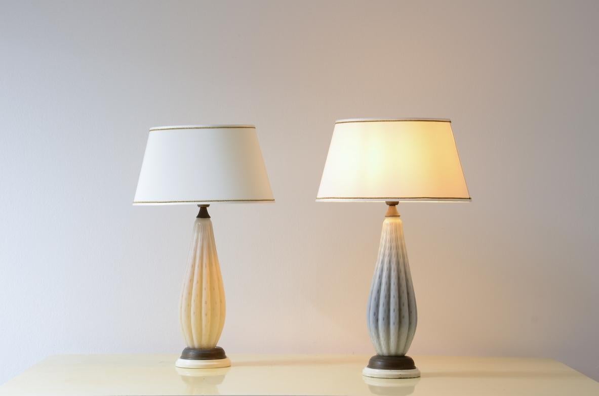 Mid-Century Modern Elegant pair of Murano glass table lamps For Sale